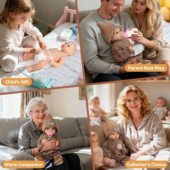 17 Inches Brown Newborn Girl Real Life Soft Silicone Full Body Baby Dolls - Picture 5 of 8